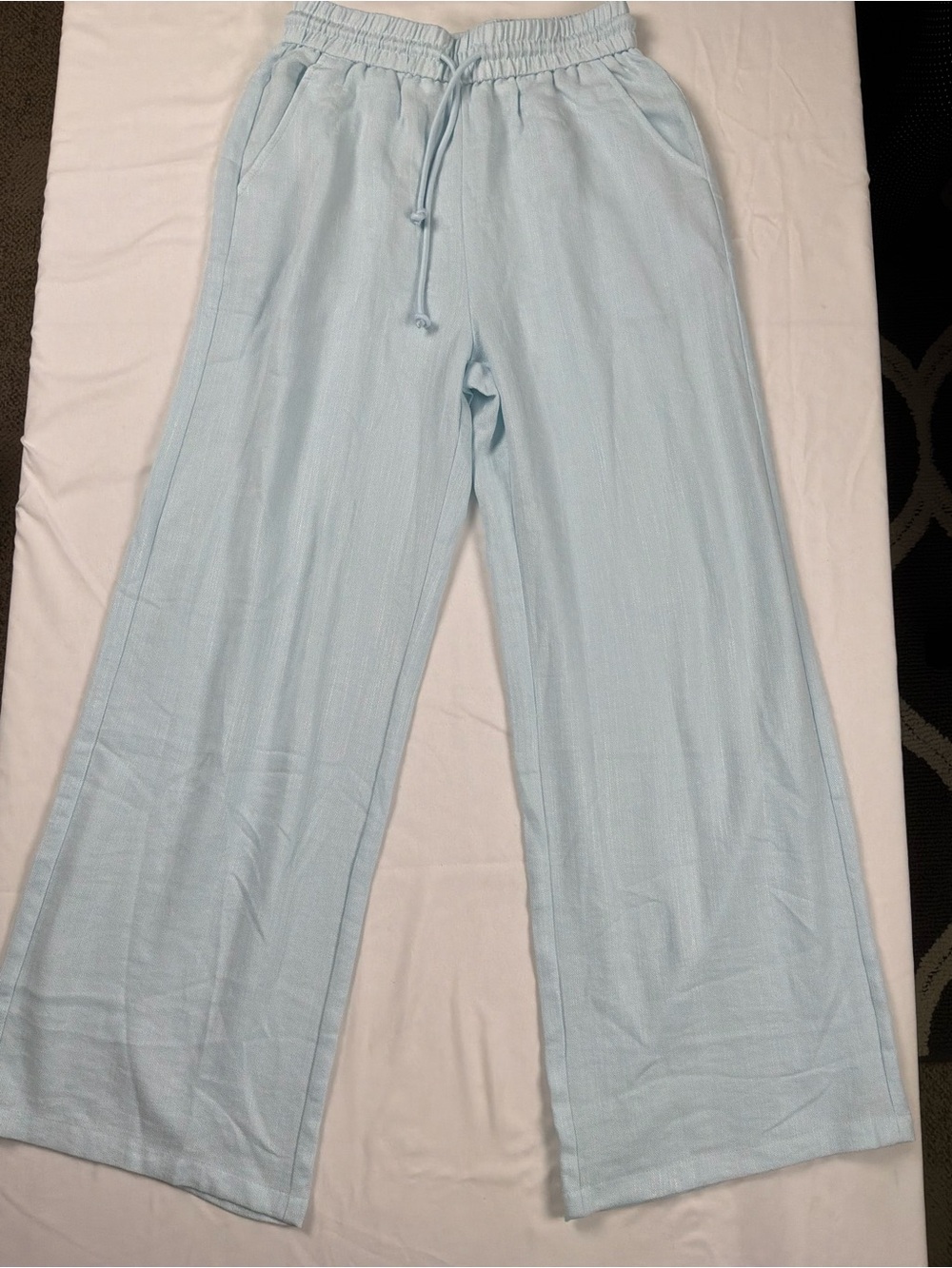 HALARA Light Blue Wide-Leg Drawstring Pants